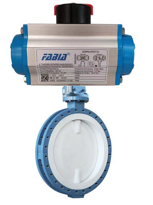 Fluorine Lined Flanged Pneumatic Butterfly Valve