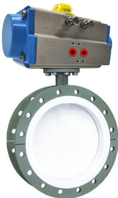 Fluorine Lined Flanged Pneumatic Butterfly Valve